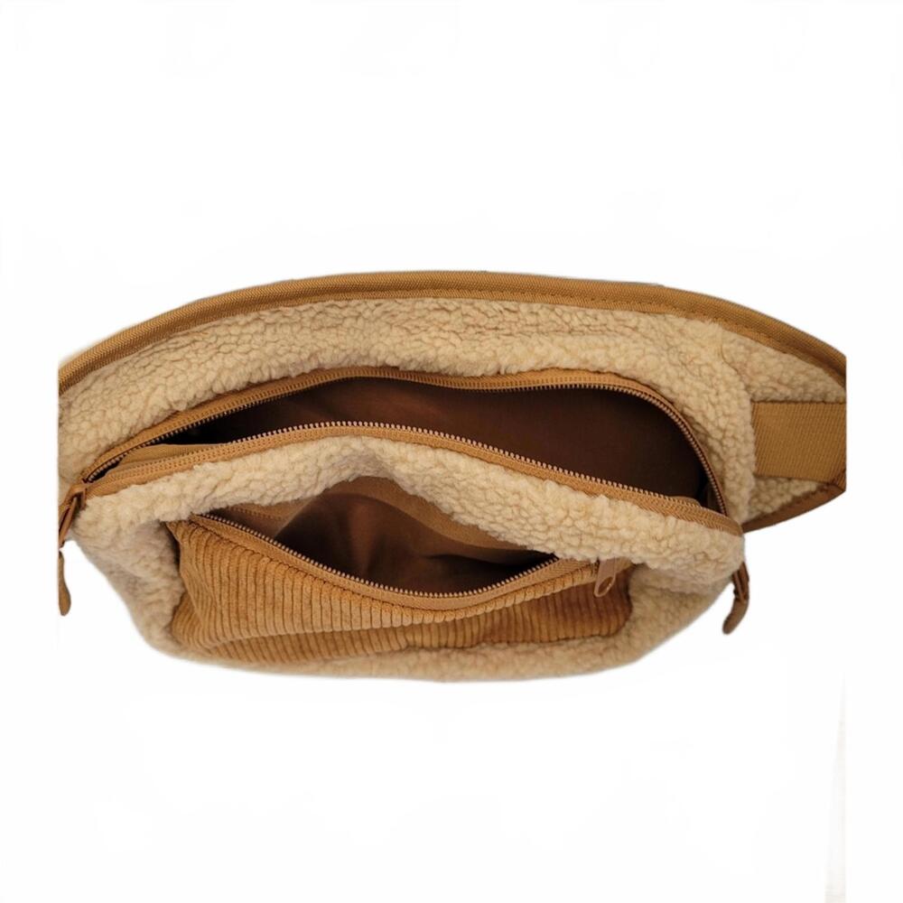 Ladies Whimsical Style Fuzzy Soft Fanny Pack Waist Pouch Adjustable Strap Two Zi - Picture 7 of 9